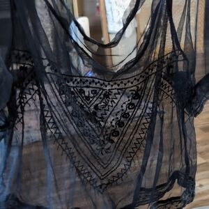 Sheer Black Embroidered Top